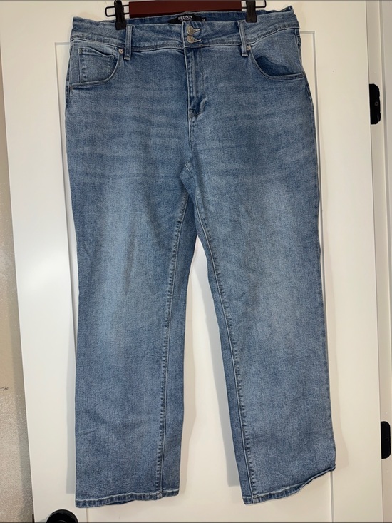 Hudson Jeans Denim - Hudson Womems Medium Light Blue Relaxed Straight Jeans high rise cotton luxury
